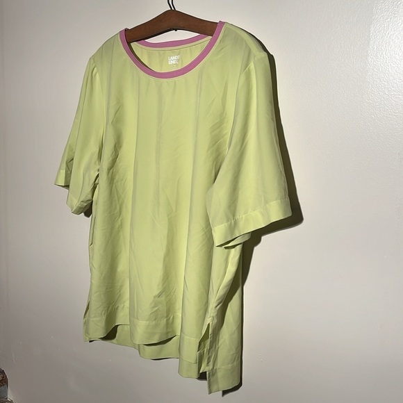 Lands End Neon Yellow Athletic Shirt - Picture 3 of 9